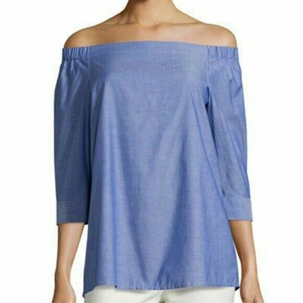 Theory Off Shoulder Joscla Chambray Blouse Soft